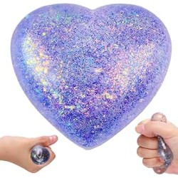 Super Solid Squish Nice Cube Swirl Fidget Toys Slow-Rebound Soft Sensory Ice Cube Glitter Heart Μωβ