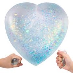 Super Solid Squish Nice Cube Swirl Fidget Toys Slow-Rebound Soft Sensory Ice Cube Glitter Heart Γαλάζιο