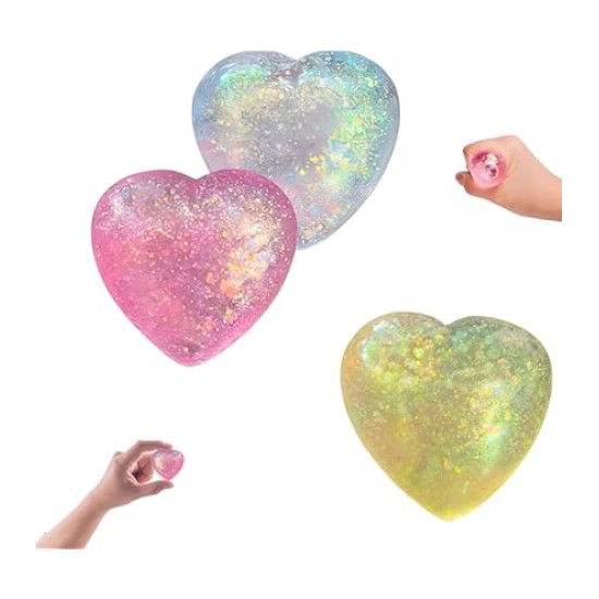 Super Solid Squish Nice Cube Swirl Fidget Toys Slow-Rebound Soft Sensory Ice Cube Glitter Heart transparent