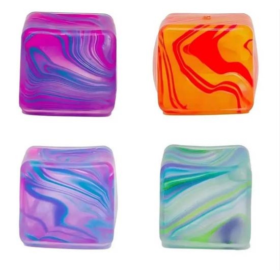 Super Solid Squish Nice Cube Swirl Fidget Toys Slow-Rebound Soft Sensory Ice Cube Glitter Heart Διάφορα Χρώματα