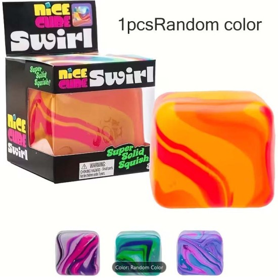Super Solid Squish Nice Cube Swirl Fidget Toys Slow-Rebound Soft Sensory Ice Cube Orange