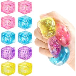 Super Solid Squish Nice Cube Swirl Fidget Toys Slow-Rebound Soft Sensory Ice Cube Glitter 2 τμχ