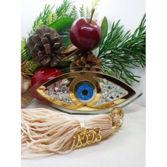 Γούρι Χριστουγεννιάτικο Σπίτι με Μάτι Χρυσό 223-80