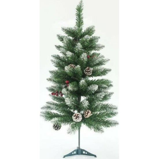 Χριστουγεννιάτικο Δέντρο Χιονισμένο, με Κουκουνάρια 90cm Slim