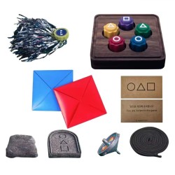 Squid Game παιχνίδι,Σετ 5 κορεατικό παιχνίδι gonggi-Jebi Kicks-Flying Stones-Spinning Tops-Ddakji Game Paper flip Card Season 2 NEW VIRAL GAME