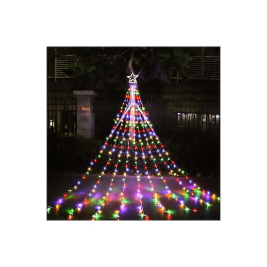 Χριστουγεννιάτικο Δέντρο από Λαμπάκια με Αστέρι 350LED 3.5m Πολύχρωμου Φωτισμού