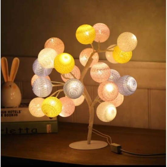 Φωτιζόμενο Διακοσμητικό Δεντράκι με Χρωματιστές Μπάλες 45cm 16 LED Θερμό Φως