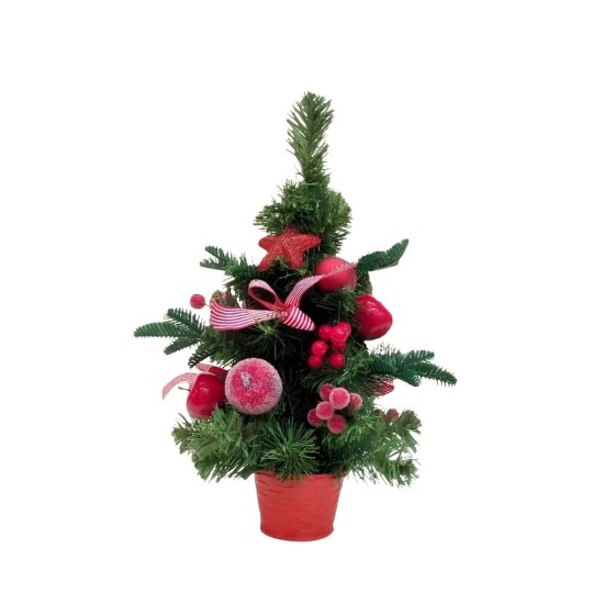 Χριστουγεννιάτικο Διακοσμητικό Δεντράκι PVC με Κόκκινα Στολίδια – 40cm