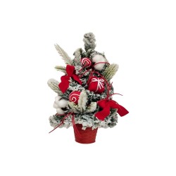  Χριστουγεννιάτικο Διακοσμητικό Δεντράκι Χιονισμένο Βάση Κόκκινη 40cm