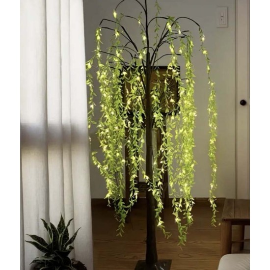 Φωτιζόμενο Δέντρο 560 Led 180cm με Θερμό Λευκό Φωτισμό & Πράσινα Φύλλα