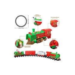 Φωτιζόμενο Χριστουγεννιάτικο Τρενάκι Κόκκινο Μήκους 95εκ. σε Ράγες με Μουσική κ ήχο 31τμχ