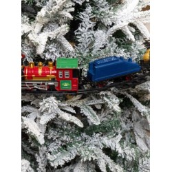 Φωτιζόμενο Χριστουγεννιάτικο Τρενάκι Κόκκινο Μήκους 95εκ. σε Ράγες με Μουσική κ ήχο 31τμχ