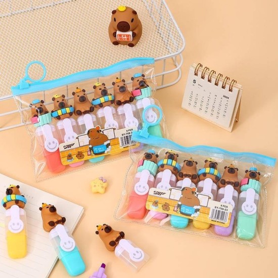 Capybara Highlighter Σετ 6 Μαρκαδοράκια Υπογράμμισης Πολύχρωμα - Capybara Capybara Highlighter Σετ 6 Μαρκαδοράκια Υπογράμμισης Πολύχρωμα - Capybara