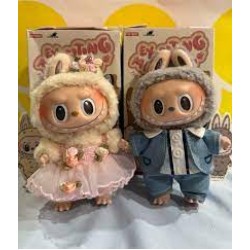 OEM Labubu With Clothes Preppy Outfit Macaron Style Μπρελόκ High Quality Σετ 2 τμχ