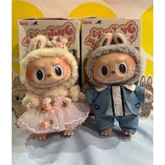 OEM Labubu With Clothes Preppy Outfit Macaron Style Μπρελόκ High Quality Σετ 2 τμχ
