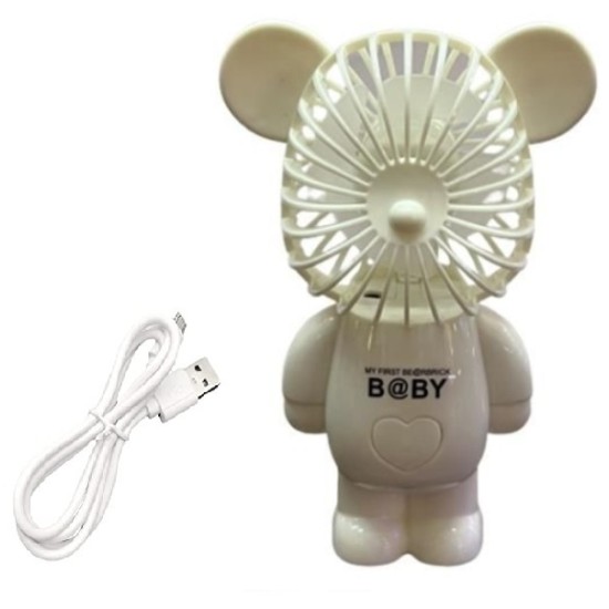 Επιτραπέζιο Mini Ανεμιστηράκι Bear Με USB A07 Λευκό