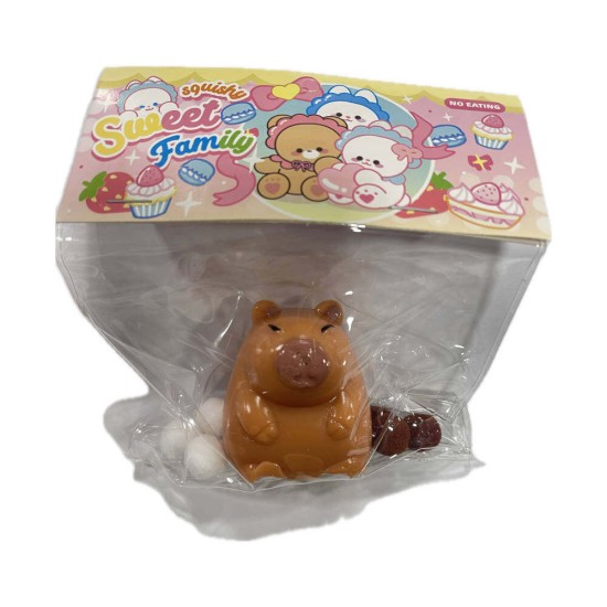 Antistress Pinch Family Squishy Capybara με Pon Pon & Φιγούρα Μοτίφ