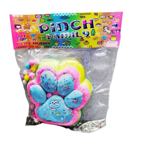 Pinch Family Antistress Squishy Πατούσα Αφρώδες Rainbow Pon Pon