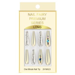 Τεχνητά νύχια NAIL FAIRY PREMIUM SERIES Silver Glitter 12 τμχ 