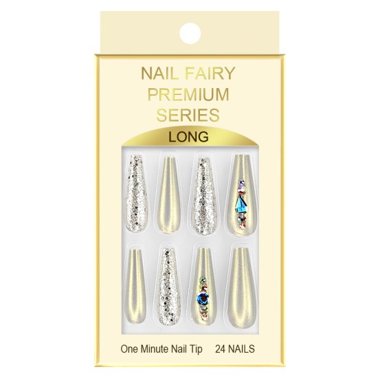 Τεχνητά νύχια NAIL FAIRY PREMIUM SERIES Silver Glitter 12 τμχ