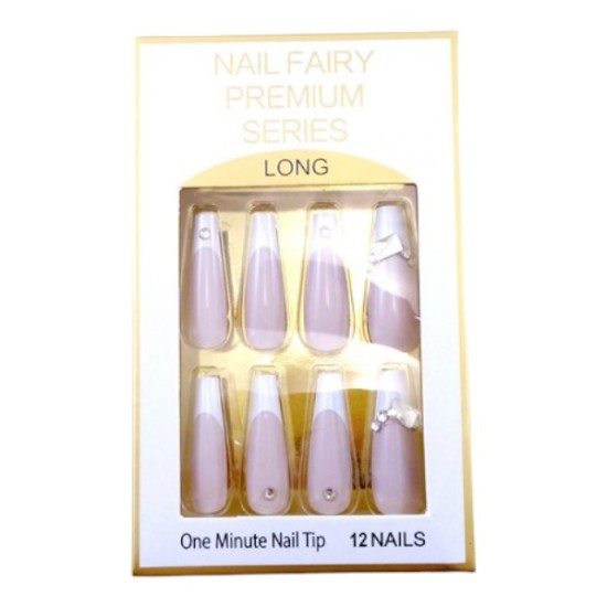 Τεχνητά νύχια NAIL FAIRY PREMIUM SERIES Pink/White 12 τμχ