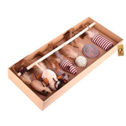 Διαδραστικό παιχνίδι γάτας με ξύλινο ραβδί 7 τεμάχια