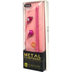 Hands-Free Ακουστικά Yookie Y621 In-ear Metal Earphone Ροζ