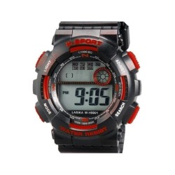 Ψηφιακό Ρολόι K-SPORT Lasika 30m αδιάβροχο (3 ATM )με Χρονόμετρο & Φωτισμό W-H9001 κόκκινο/μαύρο