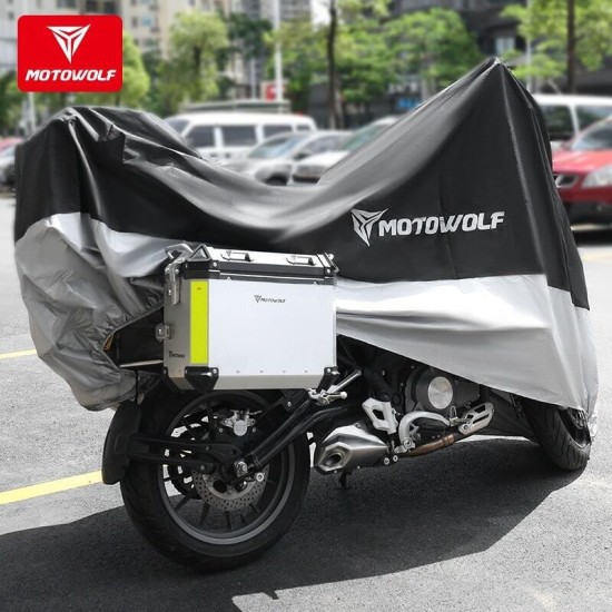 Motowolf 210d Motorcycle Cover Size 245x105x125 Waterproof Sun Wind Rain Protection Soft Interior