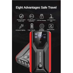 Andowl Qd1090 Φορητός Εκκινητής Μπαταρίας Αυτοκινήτου 15000mAh με Power Bank / USB / Φακό 12V