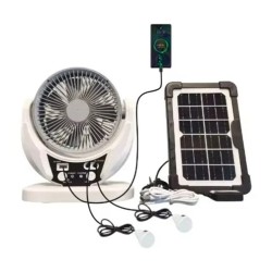 Επαναφορτιζόμενος Ηλιακός Ανεμιστήρας 6″ 4 σε 1 με 2 Λάμπες LED & Ηλιακό Πάνελ Andowl Q-FS920
