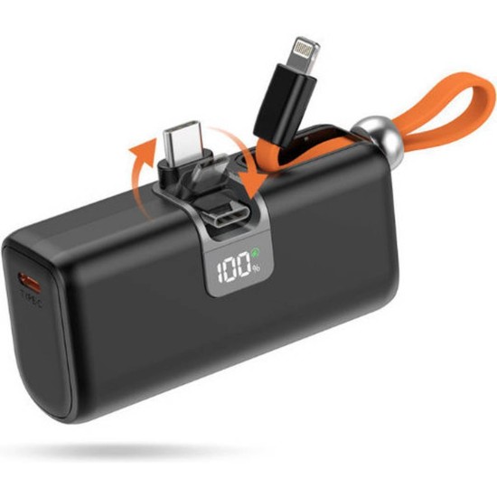 Moxom MX-PB161 Power Bank 5000mAh με Θύρα USB-C Μαύρο