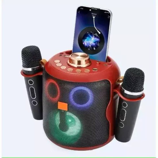 Andowl Ηχείο Karaoke με Ασύρματα Μικρόφωνα Κόκκινο Q-YX2560