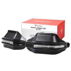 Σετ Χούφτες Προστατευτικά για τα Grip Τιμονιού Μηχανής Motowolf MDL 3702 Με φλάς - Μαύρο 2τμχ 