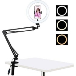 Ring Light Puluz με Ρυθμιζόμενο Βραχίονα - Λάμπα Φωτογράφισης Δακτυλίδι 9,4W PKT3090B