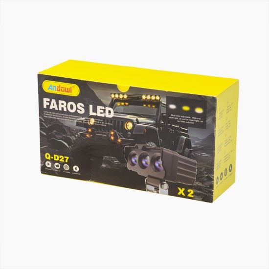 Προβολάκια Αλουμινίου Μοτοσυκλέτας 35w Λευκού Κίτρινου Φωτισμού 2τμχ Andowl Q-d27