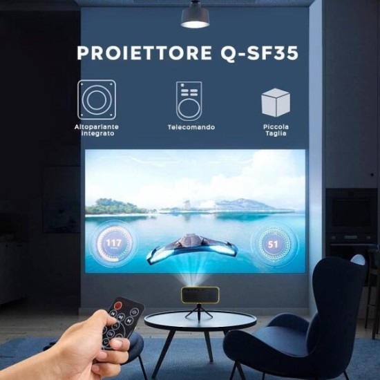 Andowl Qsf35 Mini 3d Q-SF35 Mini 3D Projector LCD Λάμπας LED με Ενσωματωμένα Ηχεία