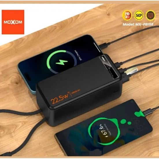 Moxom MX-PB148 Power Bank 40000mAh 22.5W με Θύρα USB-A και 2 Θύρες USB-C Power Delivery Μαύρο