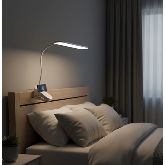 Andowl Επαναφορτιζόμενο LED Φωτιστικό Γραφείου και Κλιπ Q-LED821 Λευκό