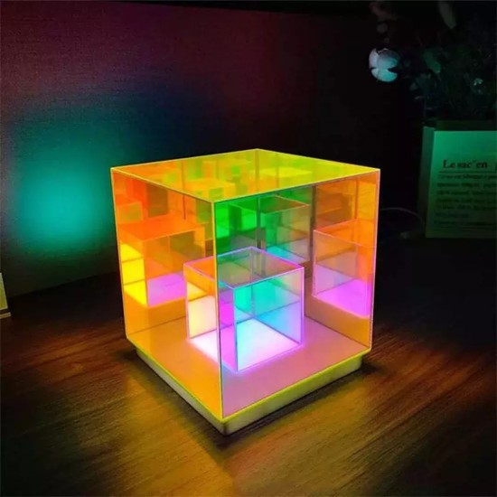 Andowl Διακοσμητικό Φωτιστικό LED RGB 3D Illusion 11.94x11.94x14.48εκ.
