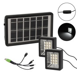 Andowl Ηλιακό σύστημα φωτισμού Ηλιακό Φωτιστικό 3W 6V με Θύρες για Φόρτιση Κινητού Μαύρο Q-D630
