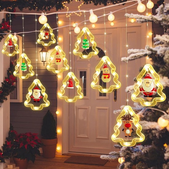 Χριστουγεννιάτικη ασύμμετρη κουρτίνα LED με χιονάνθρωπο και νιφάδες σε δενδράκι μήκους 3m