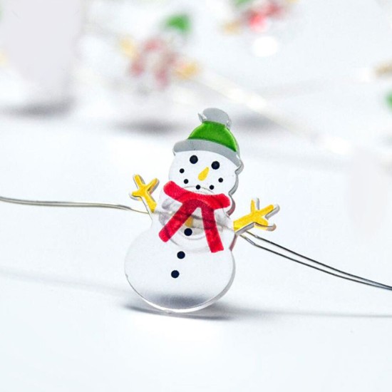 Λαμπάκια LED 6μ. Χιονάνθρωπος Θερμό Λευκό σε Σειρά Μπαταρίας