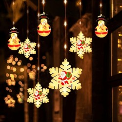 Χριστουγεννιάτικη ασύμμετρη κουρτίνα LED με χιονάνθρωπο και νιφάδες μήκους 3m