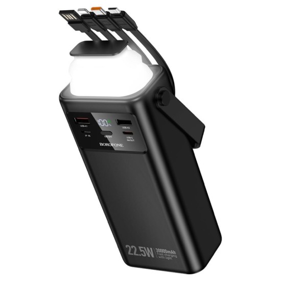 Borofone BJ65 Power Bank 30000mAh 22.5W με 2 Θύρες USB-A και Θύρα USB-C Power Delivery / Quick Charge 3.0 Μαύρο