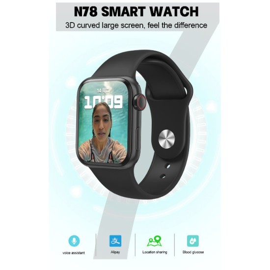 NO.1 N78 Smartwatch με Παλμογράφο (Μαύρο)