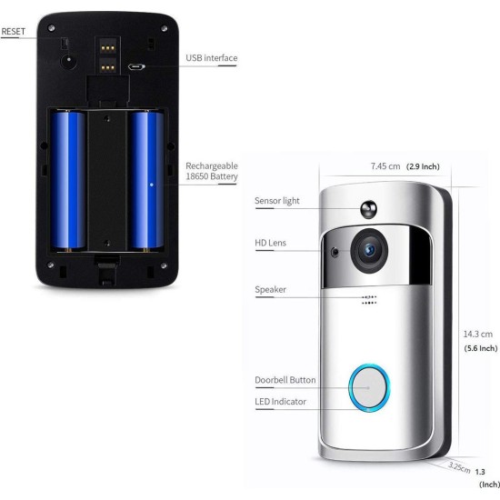 V5 Ασύρματο Κουδούνι Πόρτας με Κάμερα & Wi-Fi Ασύρματο Κουδούνι Πόρτας με Κάμερα 1080p