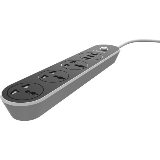 Ldnio Πολύπριζο 3 Θέσεων με Διακόπτη, 3 USB και Καλώδιο 1.6m Μαύρο Ldnio Πολύπριζο 3 Θέσεων με Διακόπτη, 3 USB και Καλώδιο 1.6m Μαύρο