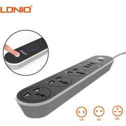 Ldnio Πολύπριζο 3 Θέσεων με Διακόπτη, 3 USB και Καλώδιο 1.6m Μαύρο