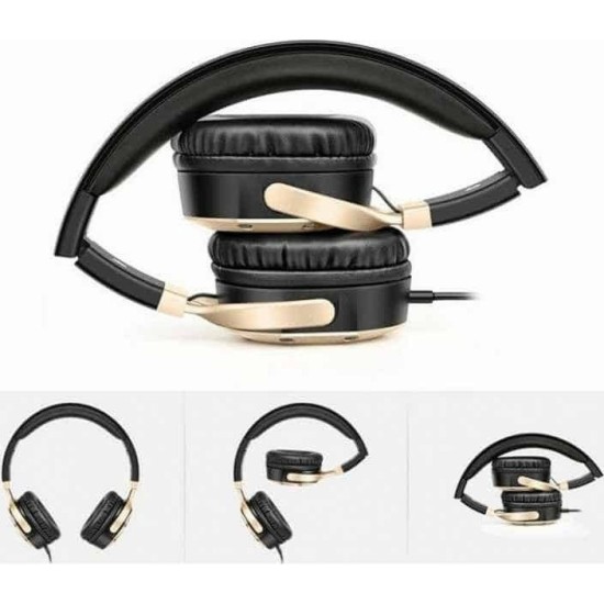 Andowl Q-69 Ασύρματα Bluetooth On Ear Ακουστικά με 9 ώρες Λειτουργίας Χρυσά